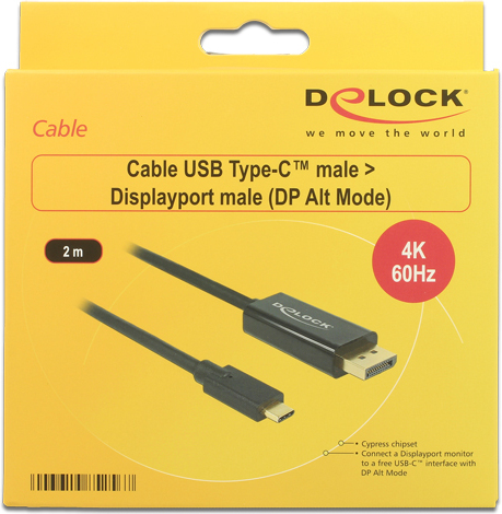Delock 85256 kabel usb type c male 3 orig - DeLock 85256 USB-C→DisplayPort 2 m USB-C-kabel