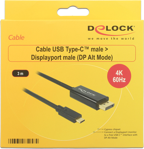 Delock 85257 kabel usb type c male 3 orig - DeLock 85257 USB-C→DisplayPort 3 m USB-C-kabel