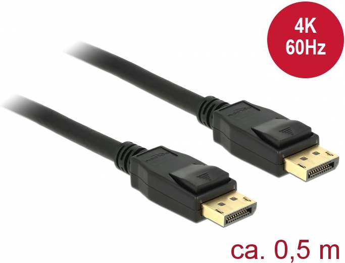 Delock 85506 kabel 1 2 male male 3 orig - DeLock 85506 DisplayPort→DisplayPort 0,5 m DisplayPort-kabel