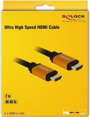 Delock 85729 high speed kabel 48 gbps 4 orig - DeLock 85729 HDMI→HDMI 2.1 2 m HDMI-kabel