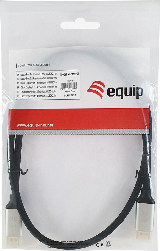 Equip 119266 kabel 10 m aluminium zw 4 orig - Equip 119266 DisplayPort→DisplayPort 10 m DisplayPort-kabel