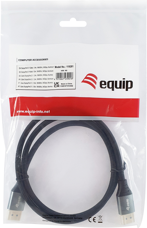 Equip 119281 kabel 1 m zwart zilver 5 orig - Equip 119281 DisplayPort→DisplayPort 1 m DisplayPort-kabel