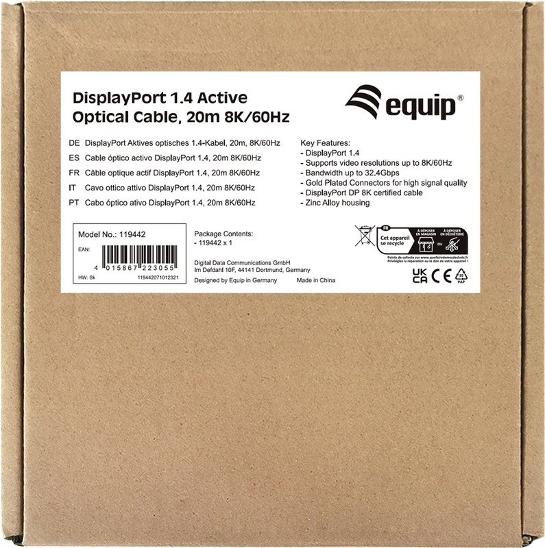 Equip 119442 kabel 20 m zwart 6 orig - Equip 119442 DisplayPort→DisplayPort 20 m DisplayPort-kabel