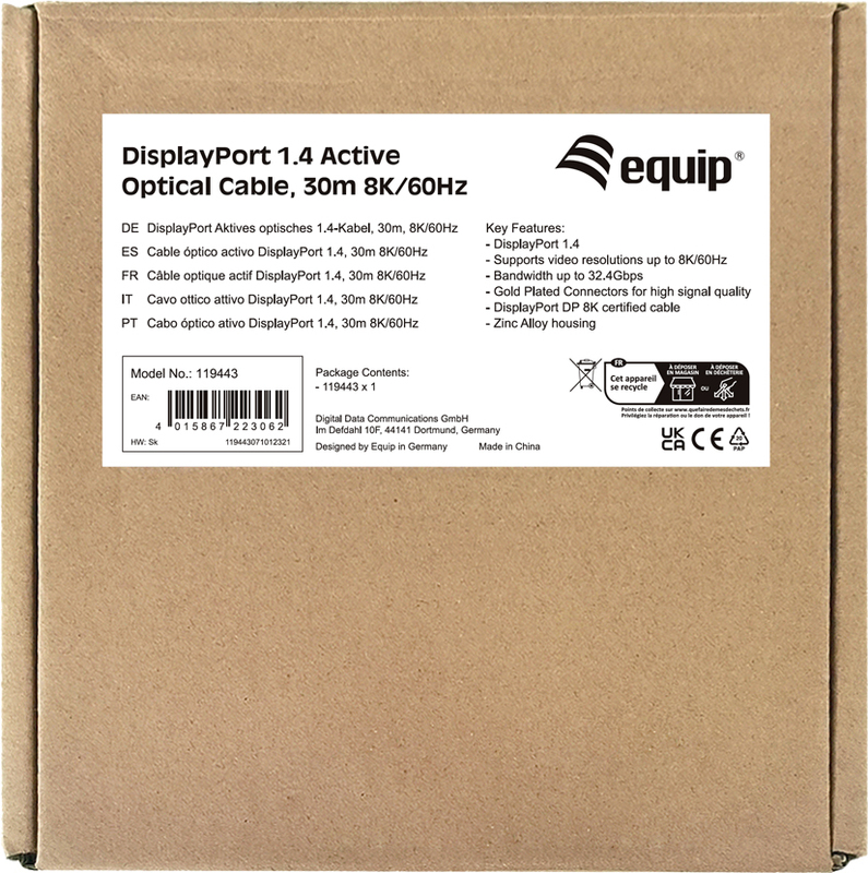 Equip 119443 kabel 30 m zwart 6 orig - Equip 119443 DisplayPort→DisplayPort 30 m DisplayPort-kabel
