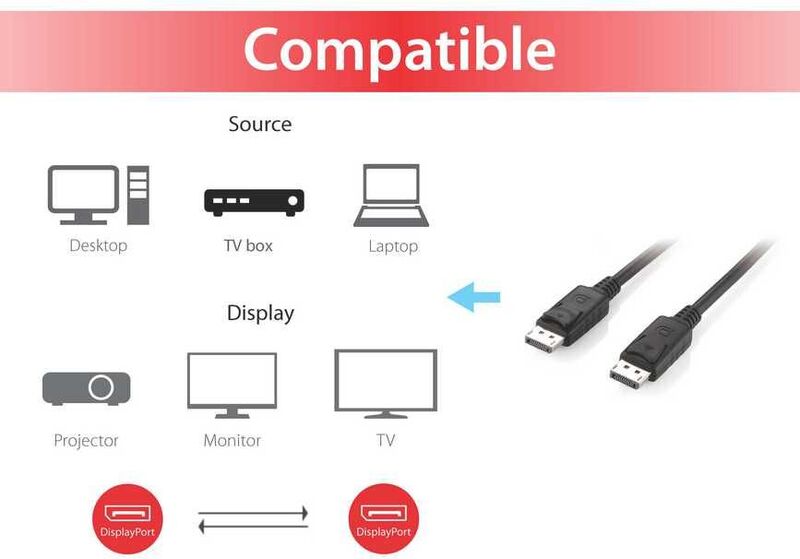 Equip 2 0m 4 orig - Equip 119332 DisplayPort→DisplayPort 2 m DisplayPort-kabel