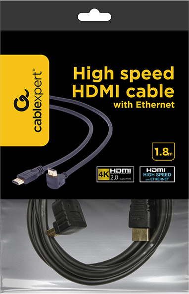 Gembird 1 8m kabel met 90 graden 5 orig - Gembird CC-HDMI490-6 HDMI→HDMI 1.4 1,8 m HDMI-kabel
