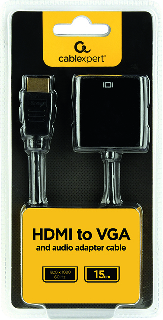 Gembird a vga 03 vga zwart kabeladapte 2 orig - Gembird A-HDMI-VGA-03 HDMI→VGA HDMI 1.4 0,15 m Verloopstuk