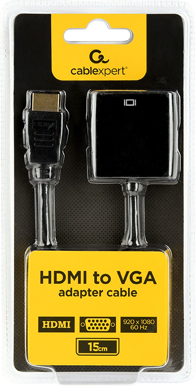 Gembird a vga 04 vga zwart kabeladapte 2 orig - Gembird A-HDMI-VGA-04 HDMI→VGA HDMI 1.4 0,15 m Verloopstuk