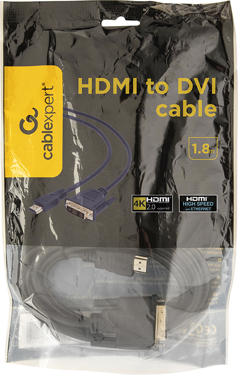 Gembird naar dvi kabel 1 8m zwart 6 orig - Gembird CC-HDMI-DVI-6 HDMI→DVI-D 1,8 m HDMI-kabel