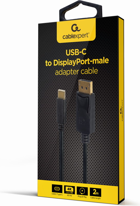 Gembird usb c naar kabel 4k 60 2 orig - Gembird A-CM-DPM-01 USB-C→DisplayPort 2 m USB-C-kabel