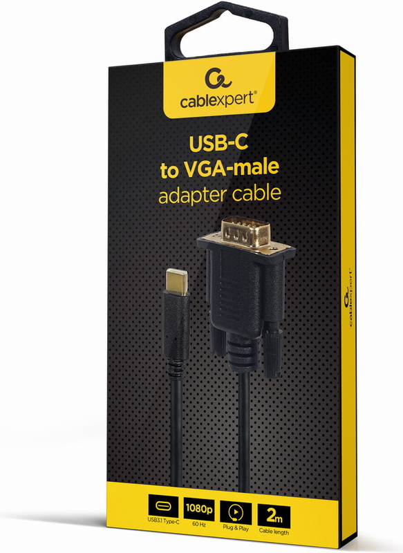Gembird usb c naar vga kabel 2m 2 orig - Gembird A-CM-VGAM-01 USB-C→VGA 2 m USB-C-kabel