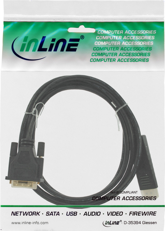 Inline 17115 video kabel adapter 3 orig - InLine 17115 DisplayPort→DVI-D Verloopstuk