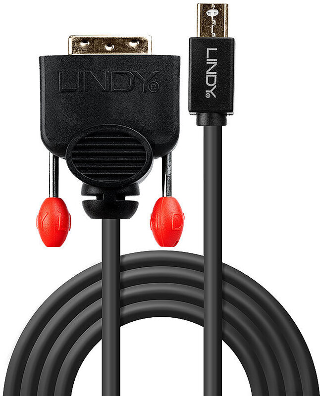 Lindy 41953 mini dvi d zwart kabelad 3 orig - Lindy 41953 Mini DisplayPort→DVI-D 3 m DisplayPort-kabel
