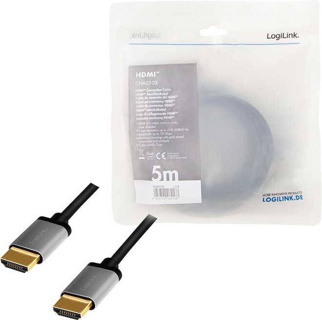Logilink cha0103 kabel 5 m type a 4 orig - Logilink CHA0103 HDMI→HDMI 2.0 5 m HDMI-kabel