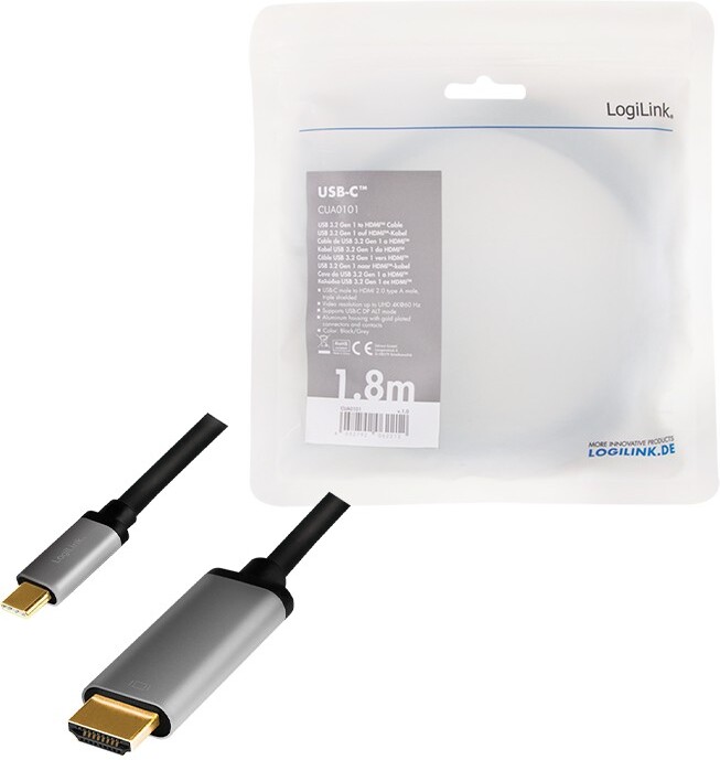 Logilink cua0101 tussenstuk voor kabels 4 orig - Logilink CUA0101 USB-C→HDMI 2.0 1,8 m USB-C-kabel