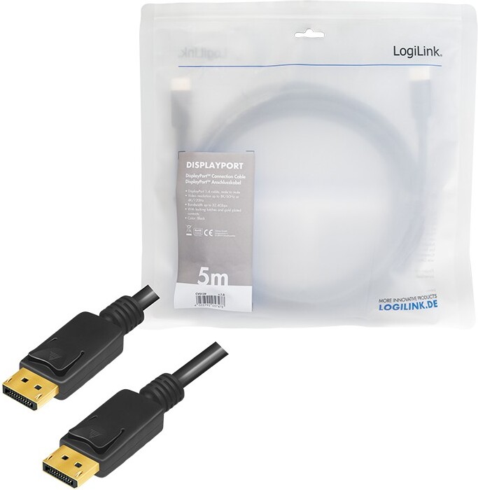 Logilink cv0139 kabel 5 m zwart 5 orig - Logilink CV0139 DisplayPort→DisplayPort 5 m DisplayPort-kabel