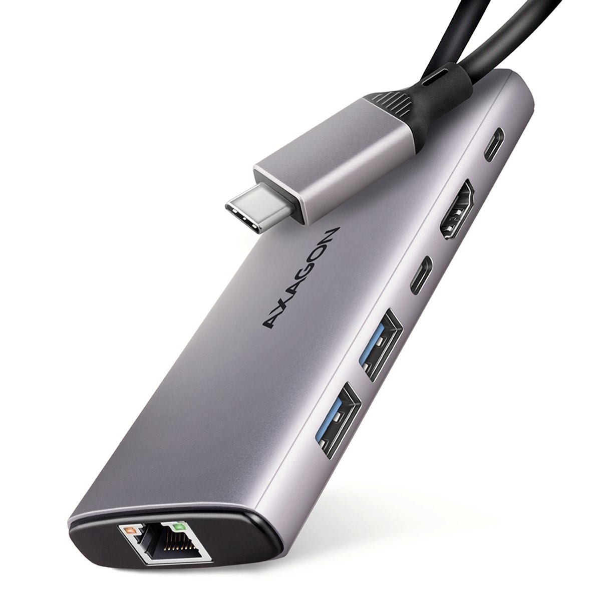 Axagon hmc 6g2l laptop dock poortrepl 2 orig - Axagon Hmc-6G2L Laptop Dock USB-C Poortreplicator (zilver)