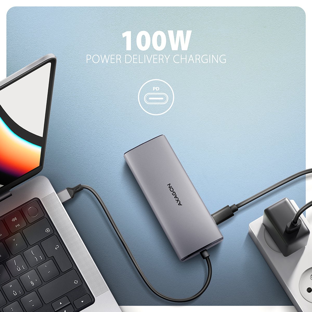 Axagon hmc 6g2l laptop dock poortrepl 6 orig - Axagon Hmc-6G2L Laptop Dock USB-C Poortreplicator (zilver)