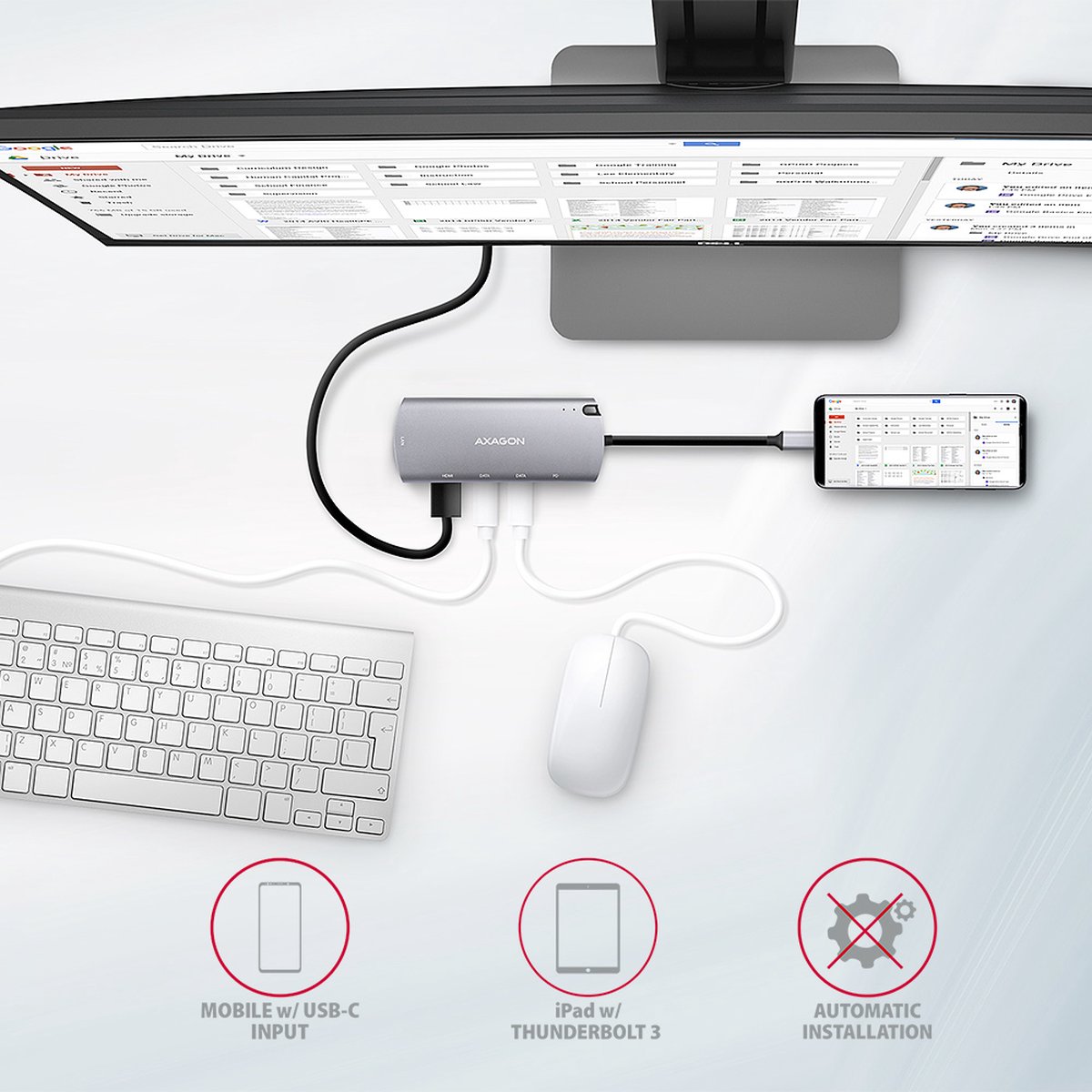Axagon hmc 6m2 laptop dock poortrepli 4 orig - Axagon Hmc-6M2 Laptop Dock USB-C Dockingstation (grijs)