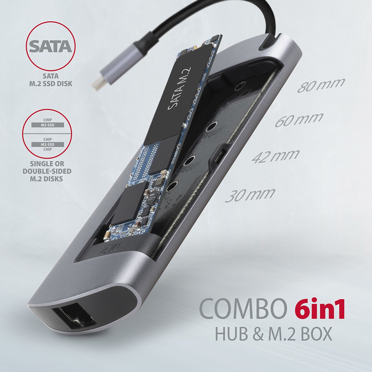 Axagon hmc 6m2 laptop dock poortrepli 6 orig - Axagon Hmc-6M2 Laptop Dock USB-C Dockingstation (grijs)