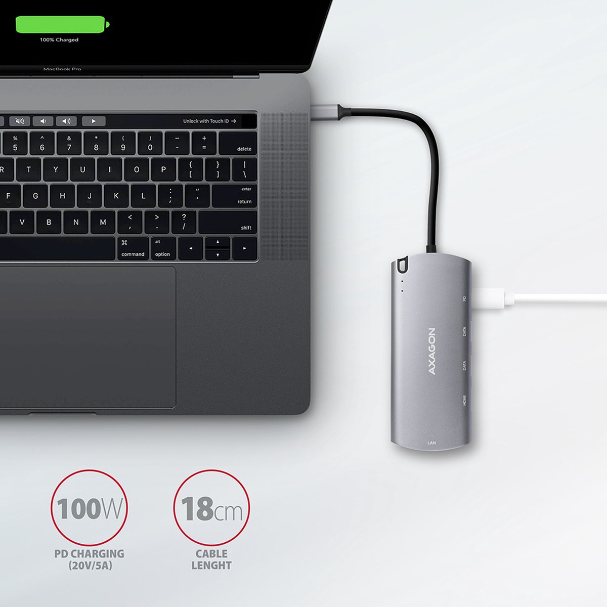 Axagon hmc 6m2 laptop dock poortrepli 8 orig - Axagon Hmc-6M2 Laptop Dock USB-C Dockingstation (grijs)