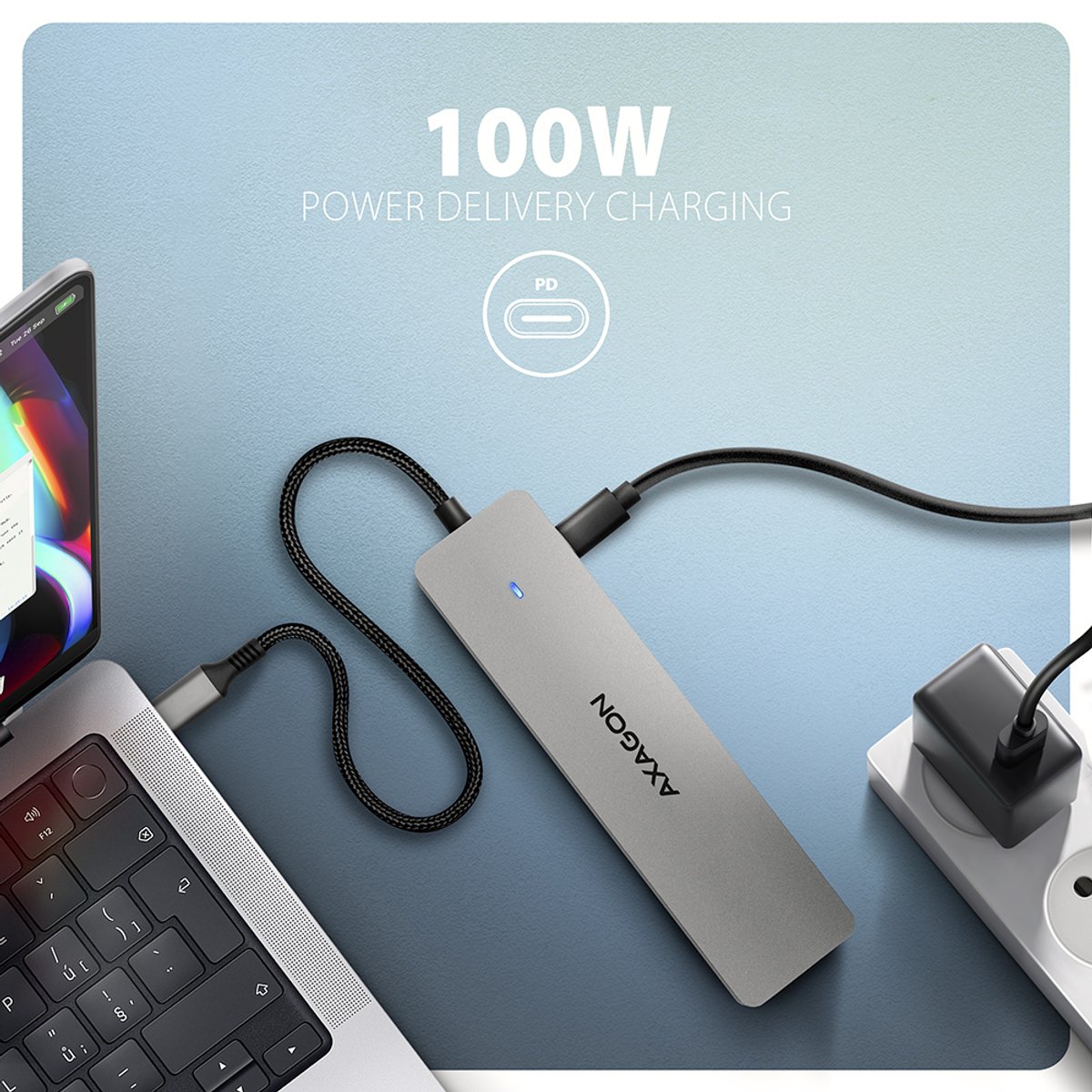 Axagon hmc 7hx2 laptop dock poortrepl 6 orig - Axagon Hmc-7Hx2 Laptop Dock USB-C Dockingstation (grijs)