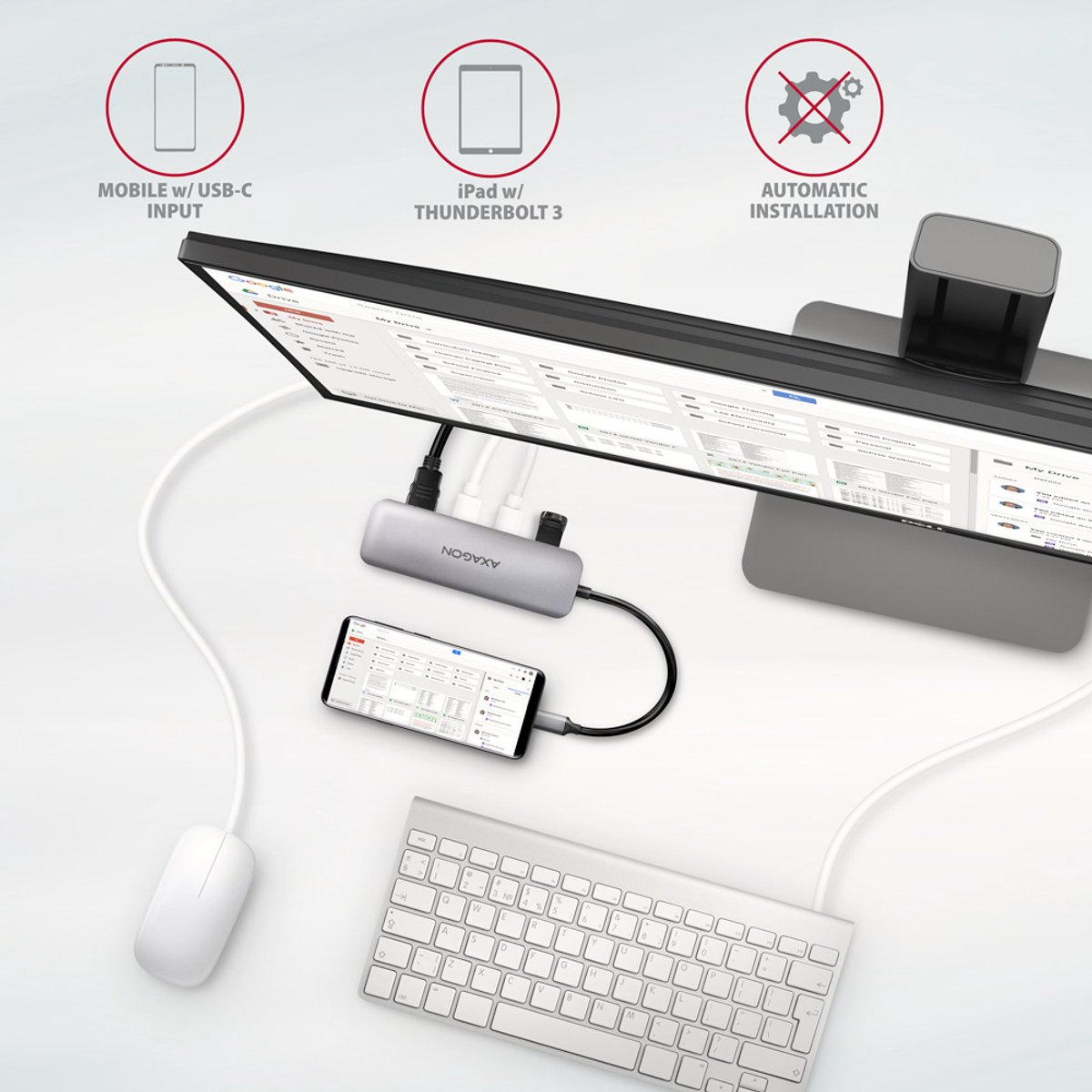 Axagon hmc hcr3a usb hub usb a 5 orig - AXAGON Hmc-Hcr3A USB-C USB-hub (grijs)