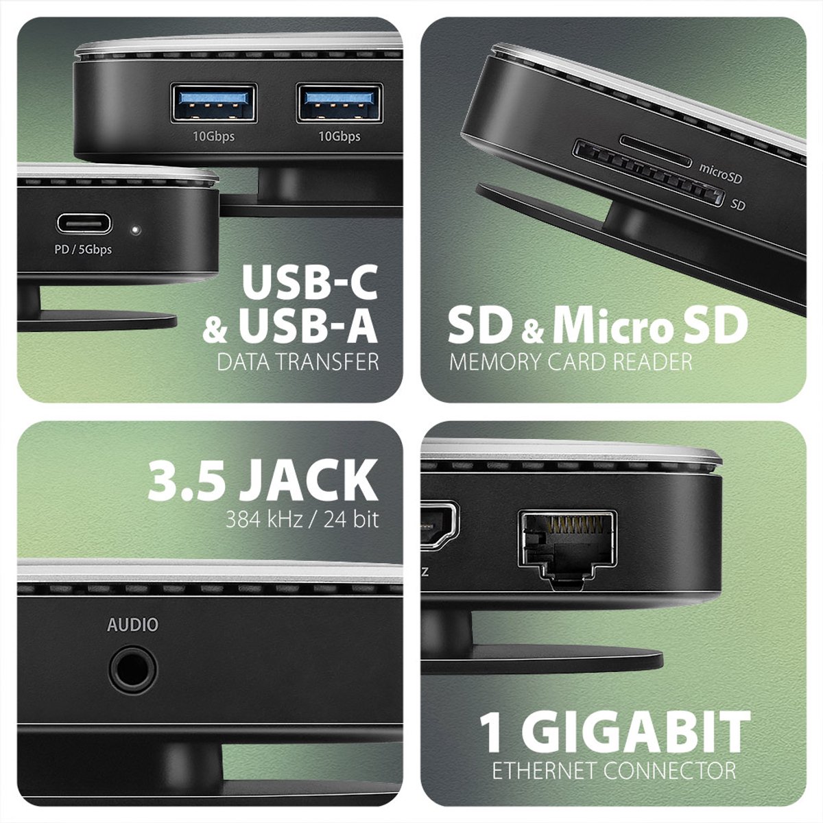 Axagon hmc ufo usb c hub m 4 orig - Axagon Hmc-Ufo Hub M.2 Sata/Nvme 1 Gbit/S USB-C Dockingstation (zwart)