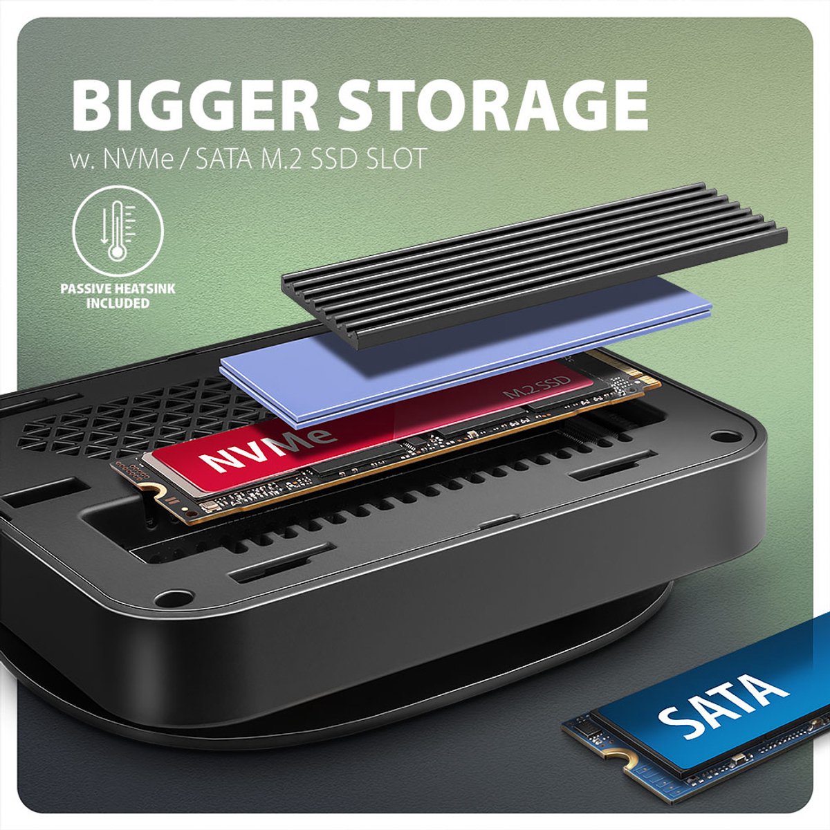 Axagon hmc ufo usb c hub m 6 orig - Axagon Hmc-Ufo Hub M.2 Sata/Nvme 1 Gbit/S USB-C Dockingstation (zwart)