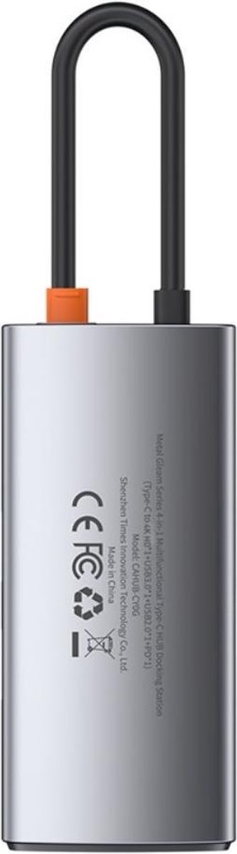 Baseus 4 in 1 usb c hub 8 orig - Baseus 4 In 1 Hub 2 USB-A HDMI USB-C Dockingstation (grijs)