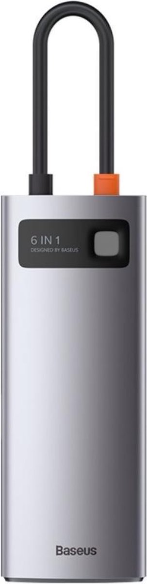 Baseus 6 in 1 multifunctionele usb gr 11 orig - BASEUS 6 In 1 Multifunctionele Hub USB-C Dockingstation (grijs)