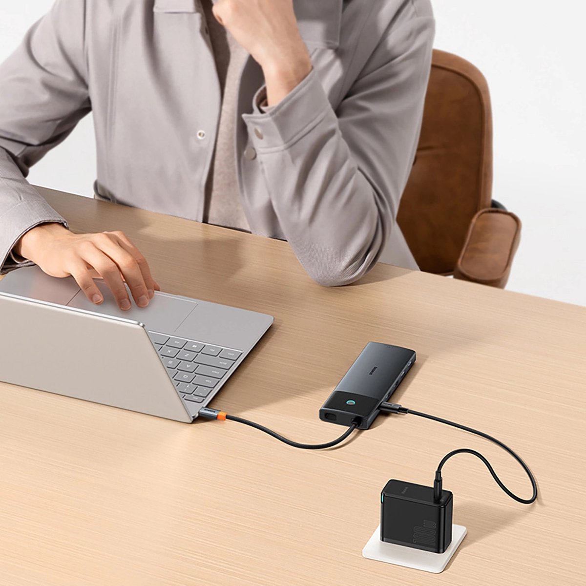 Baseus hub usb c metal gleam ii 10 orig - Baseus Hub Metal Gleam II 10-In-1 Voor Laptops En USB-C Dockingstation
