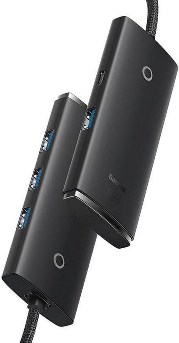 Baseus lite series hub 4 poorts usb 10 orig - Baseus Lite Series Hub 4-Poorts Naar 4Xusb-A USB-A USB-hub (zwart)