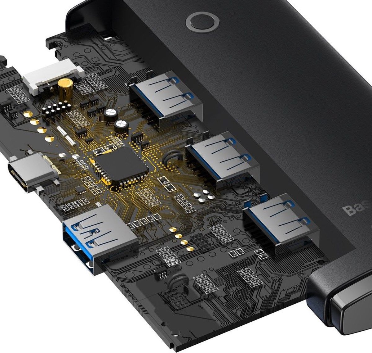 Baseus lite series hub 4 poorts usb 7 orig - Baseus Lite Series Hub 4-Poorts Naar 4Xusb-A USB-A USB-hub (zwart)