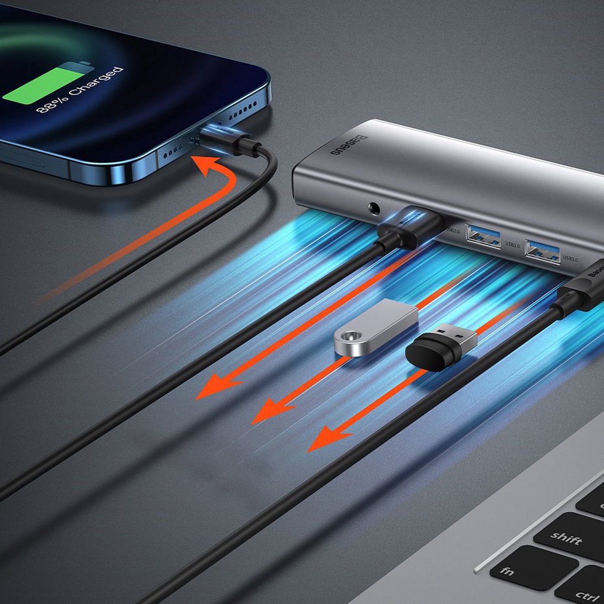 Baseus metal gleam 11in1 multifunctio 10 orig - Baseus USB-C Dockingstation