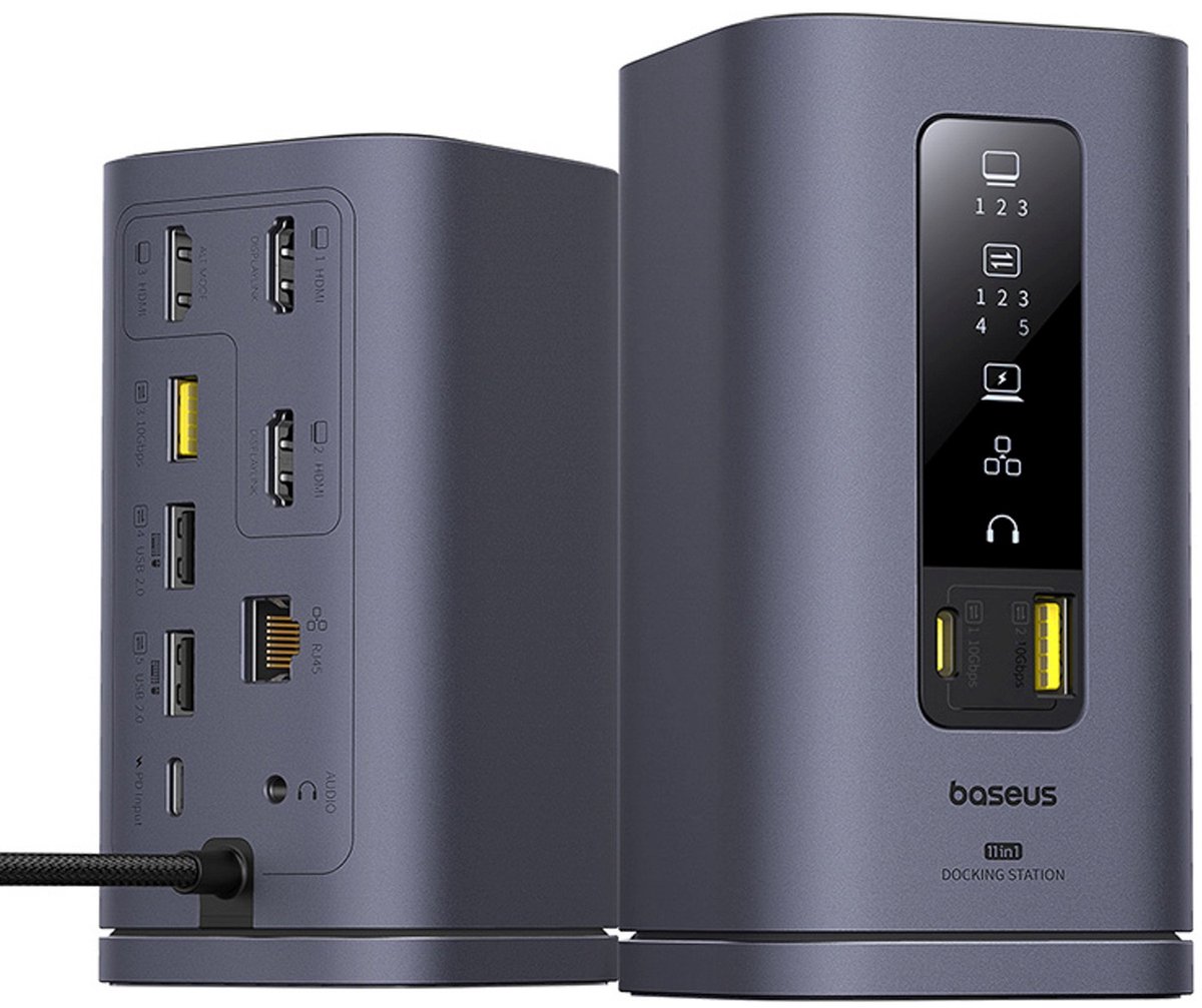 Baseus spacemate serie laptop docking 3 orig - Baseus Spacemate Serie USB-C Dockingstation (grijs)