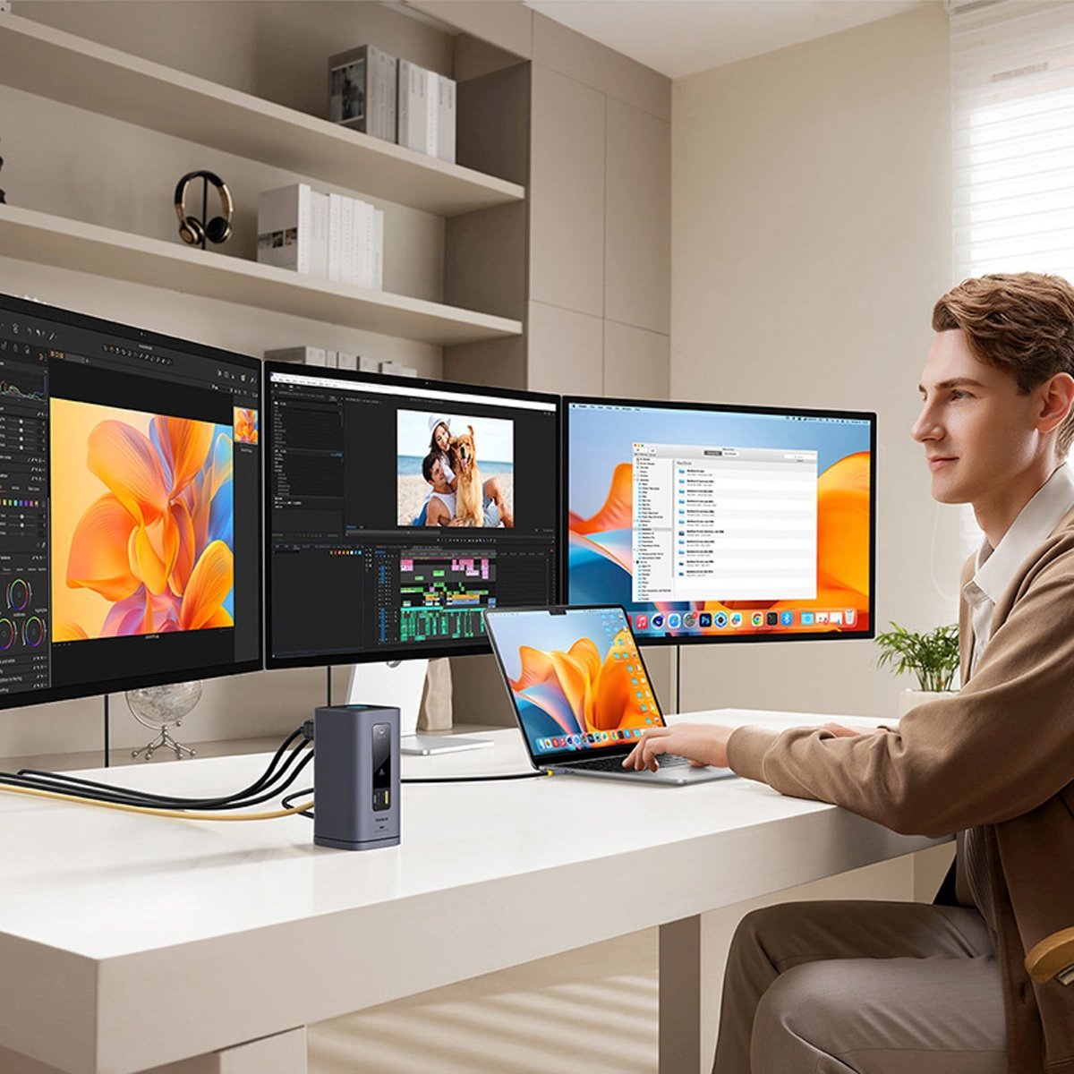 Baseus spacemate serie laptop docking 5 orig - Baseus Spacemate Serie USB-C Dockingstation (grijs)