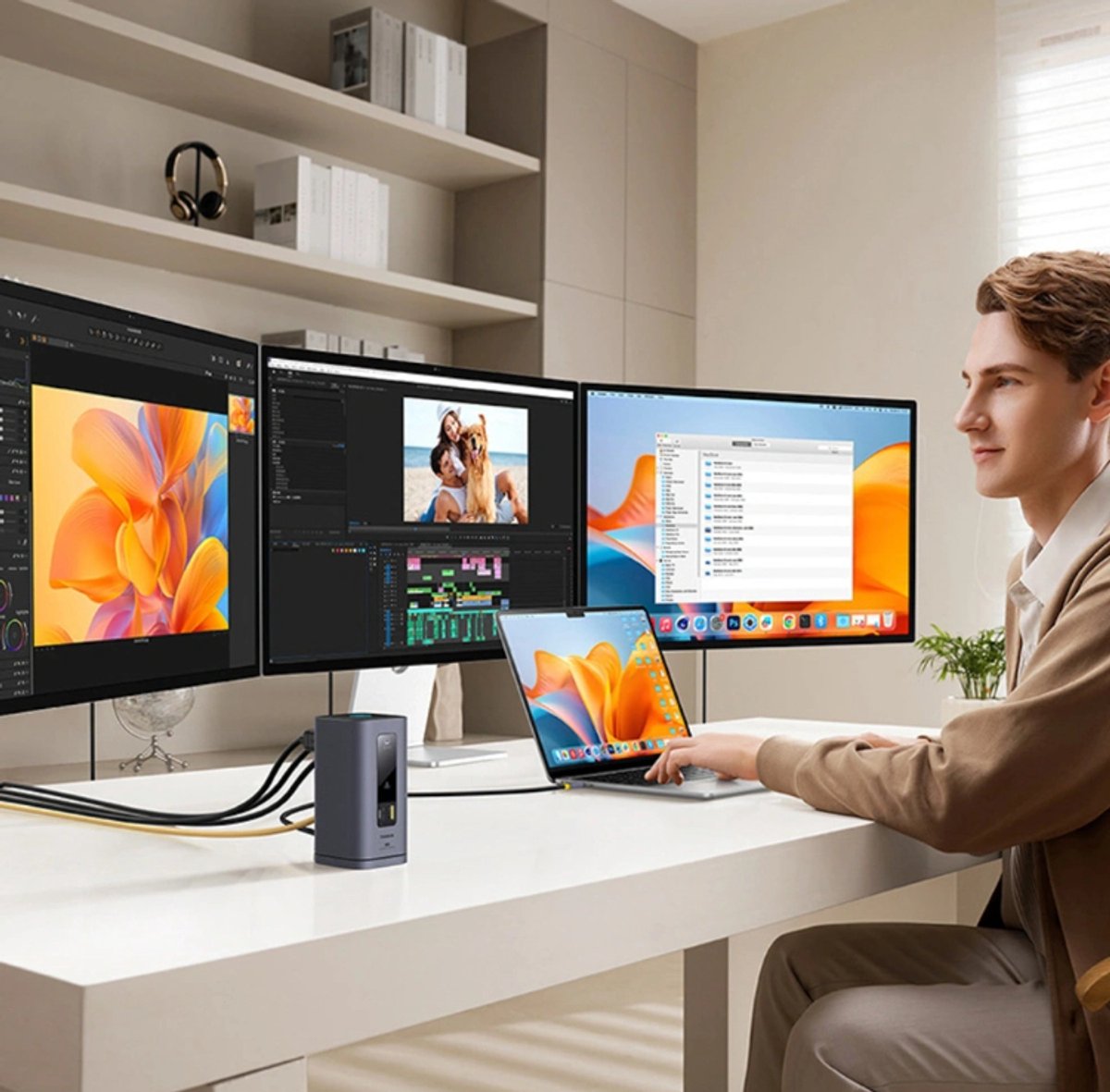 Baseus spacemate serie laptop docking 8 orig - Baseus Spacemate Serie USB-C Dockingstation (grijs)