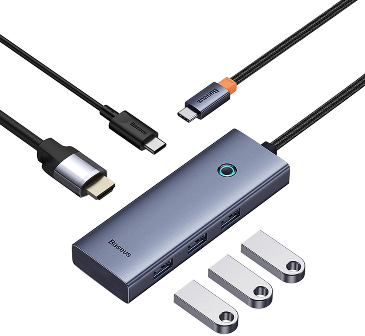 Baseus ultrajoy 5 in 1 usb grey 6883463 10 orig - Baseus Ultrajoy 5-Poorts Hub Voor USB-C Dockingstation (grijs)