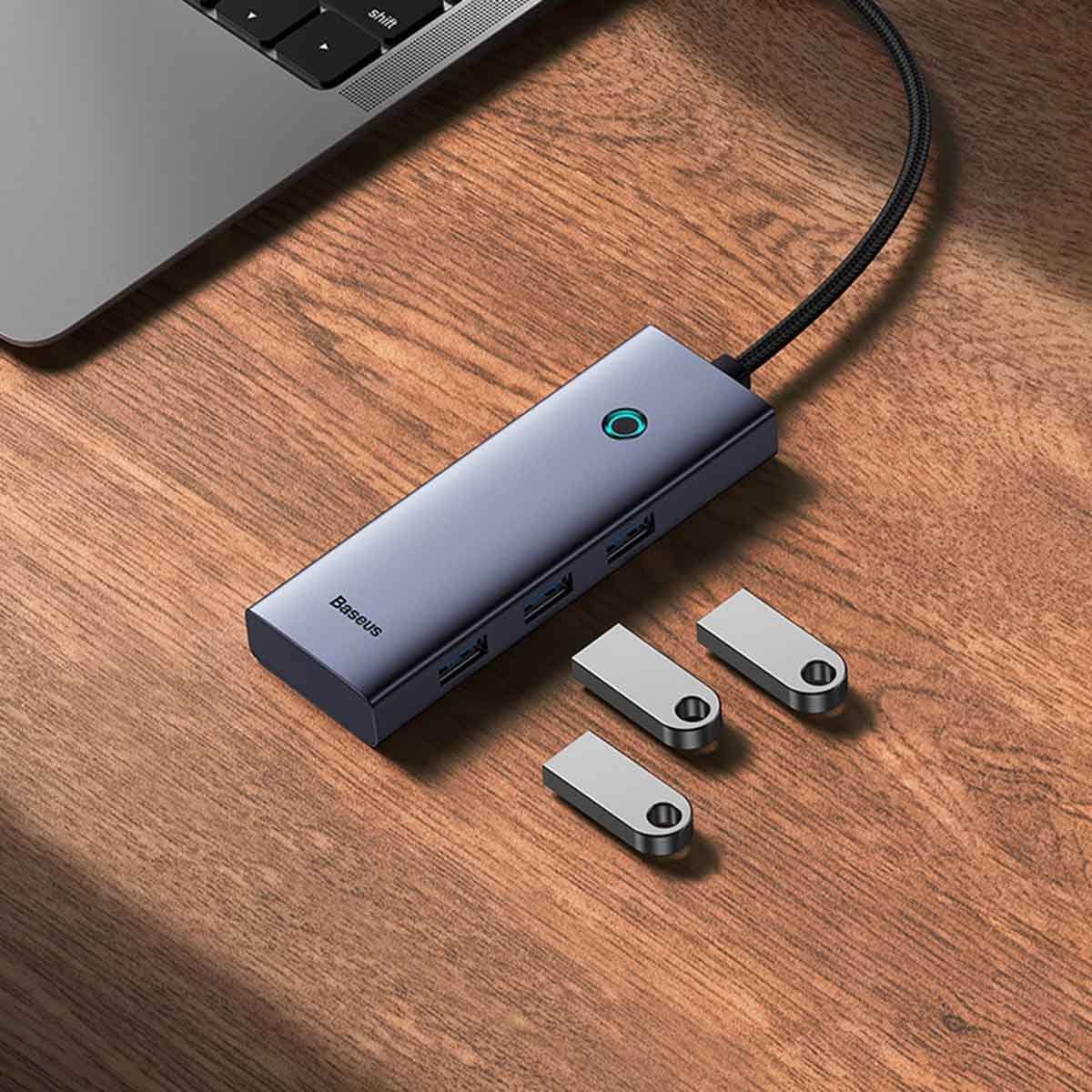 Baseus ultrajoy 5 in 1 usb grey 6883463 6 orig - Baseus Ultrajoy 5-Poorts Hub Voor USB-C Dockingstation (grijs)