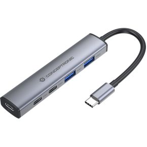 Conceptronic hubbies22g interface hub 2 orig - Conceptronic HUBBIES22G USB-C USB-hub (grijs)