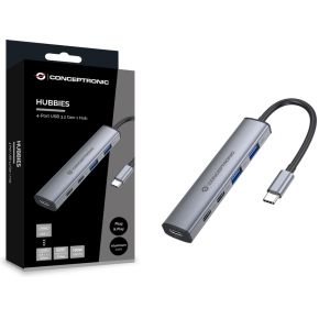 Conceptronic hubbies22g interface hub 3 orig - Conceptronic HUBBIES22G USB-C USB-hub (grijs)