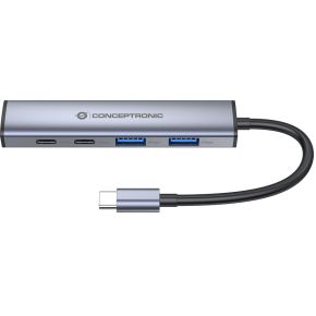 Conceptronic hubbies22g interface hub 6 orig - Conceptronic HUBBIES22G USB-C USB-hub (grijs)