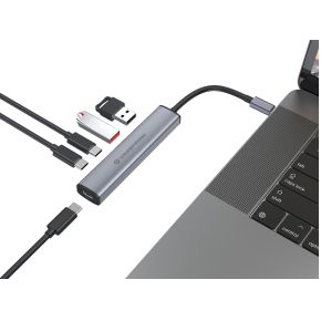 Conceptronic hubbies22g interface hub 7 orig - Conceptronic HUBBIES22G USB-C USB-hub (grijs)