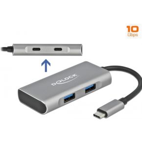 Delock 63260 externe usb 10 gbps usb 2 orig - DeLock 63260 USB-C USB-hub (grijs)
