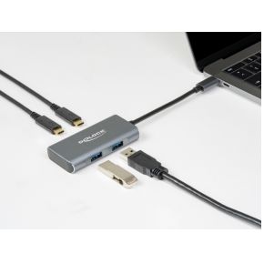 Delock 63260 externe usb 10 gbps usb 3 orig - DeLock 63260 USB-C USB-hub (grijs)