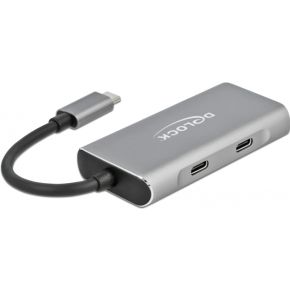 Delock 63260 externe usb 10 gbps usb 4 orig - DeLock 63260 USB-C USB-hub (grijs)