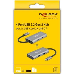 Delock 63260 externe usb 10 gbps usb 5 orig - DeLock 63260 USB-C USB-hub (grijs)