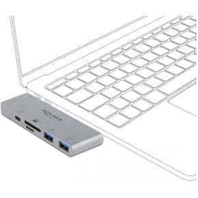 Delock 64078 interface hub usb 3 2 3 orig - DeLock 64078 USB-C USB-hub (grijs)
