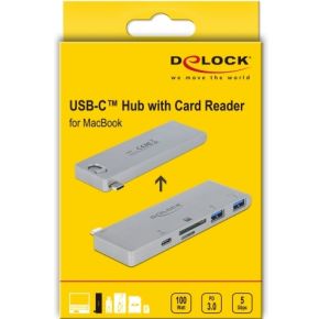 Delock 64078 interface hub usb 3 2 4 orig - DeLock 64078 USB-C USB-hub (grijs)